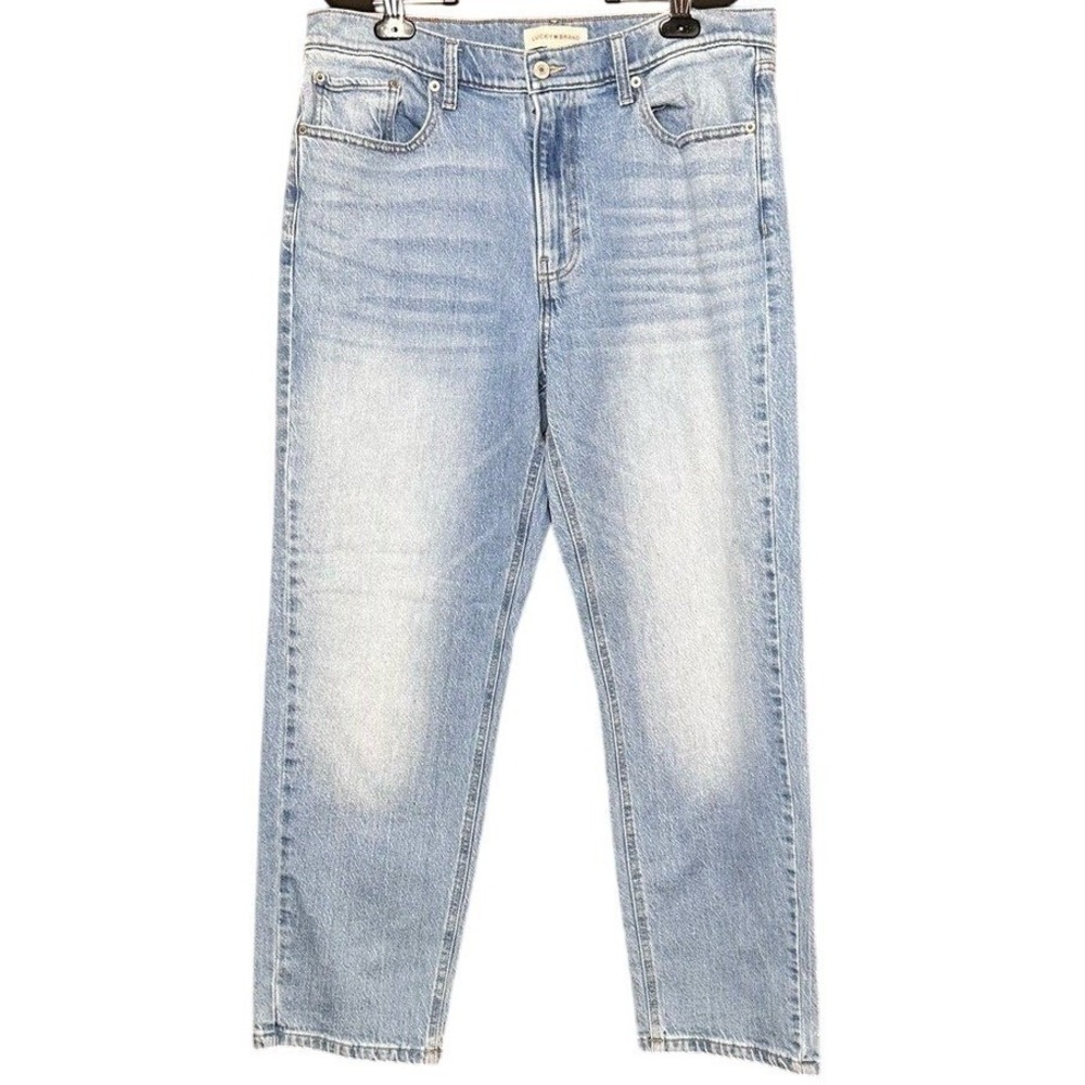 Lucky Brand Mid Rise Relaxed Straight Jeans Light Acid Washed Denim 14/32 Cotton